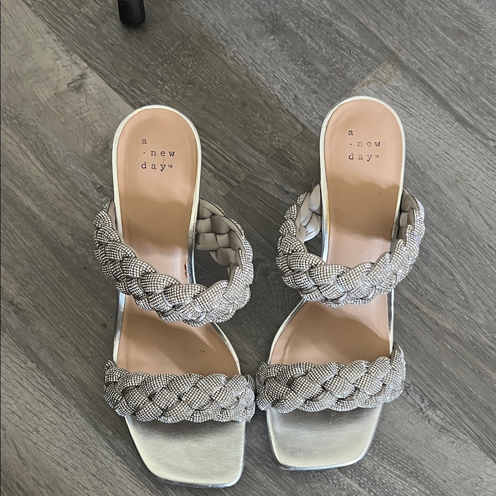 A New Day Women's Braided Silver Heels